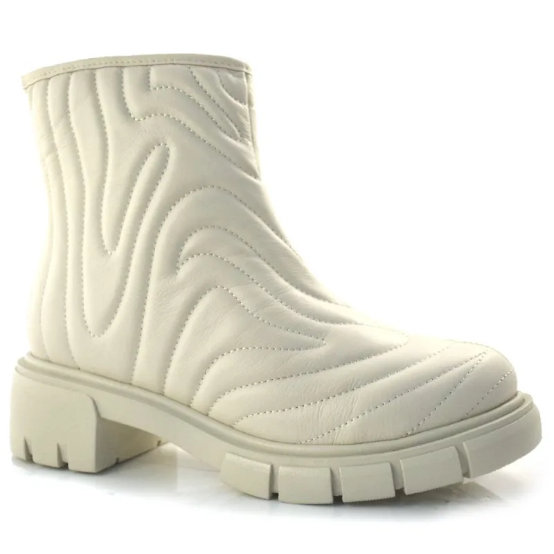 Coturno Feminino de Couro Suzzara Off White 4660112 37