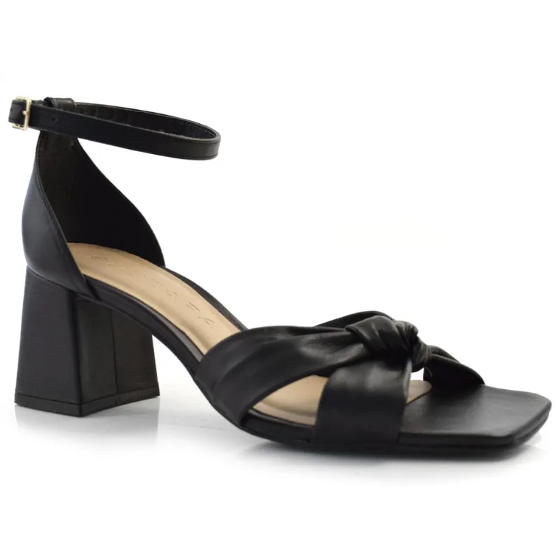 Sandália de Couro e Salto Bloco Suzzara Preto 6600549 37