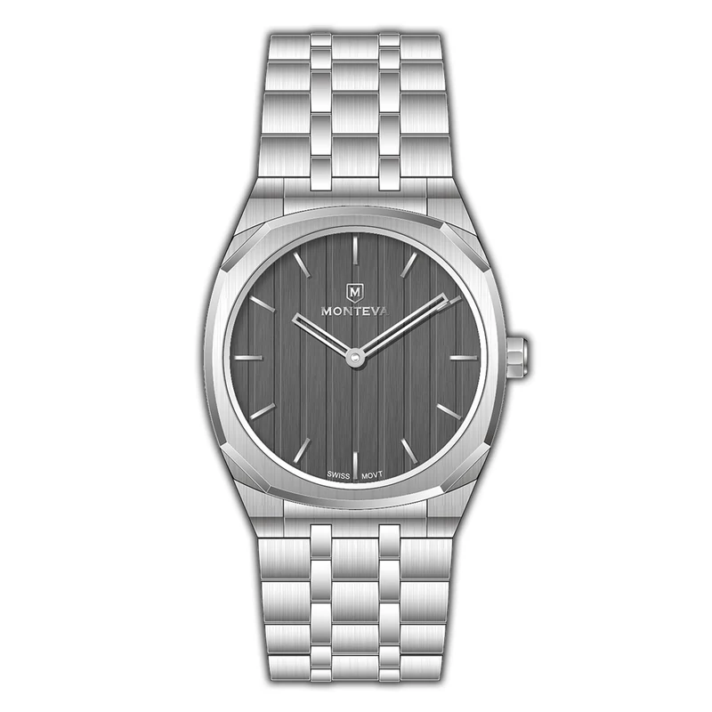 Monteva Men's Watch with Textured Dial and Metal Bracelet