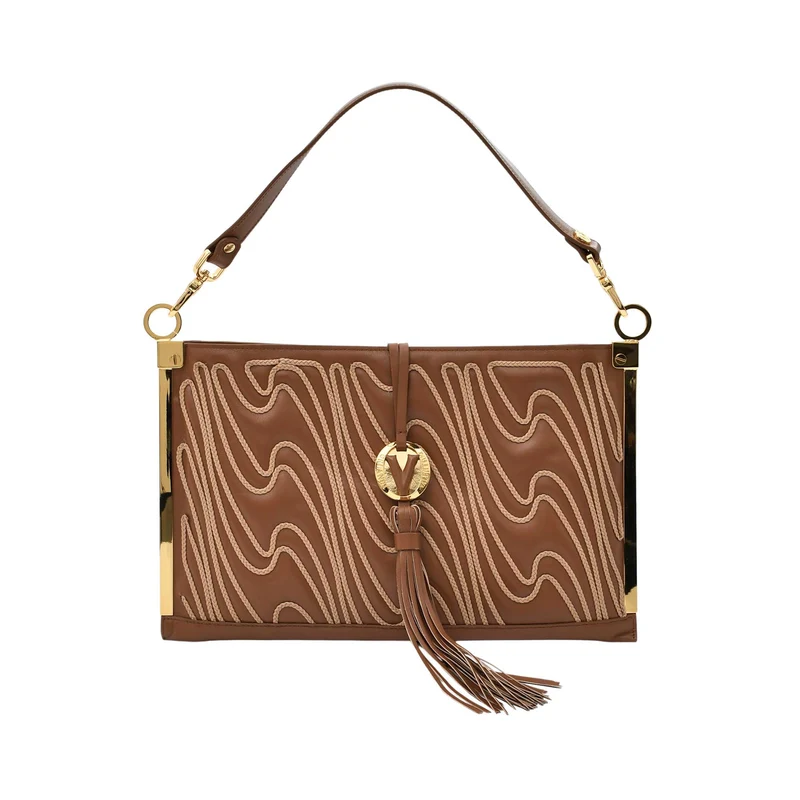 Orlandi Valentino Women's Leather Brown Patterned Clutch 22,5 X 36 / CANYON