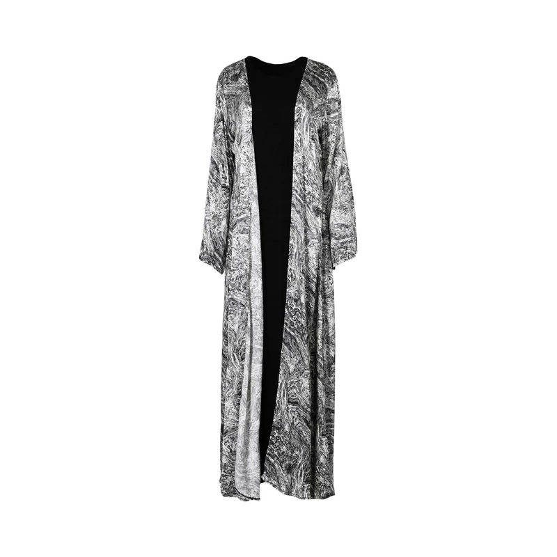 Bazzah Couture Women's Floral Abaya Black/White / Free Size