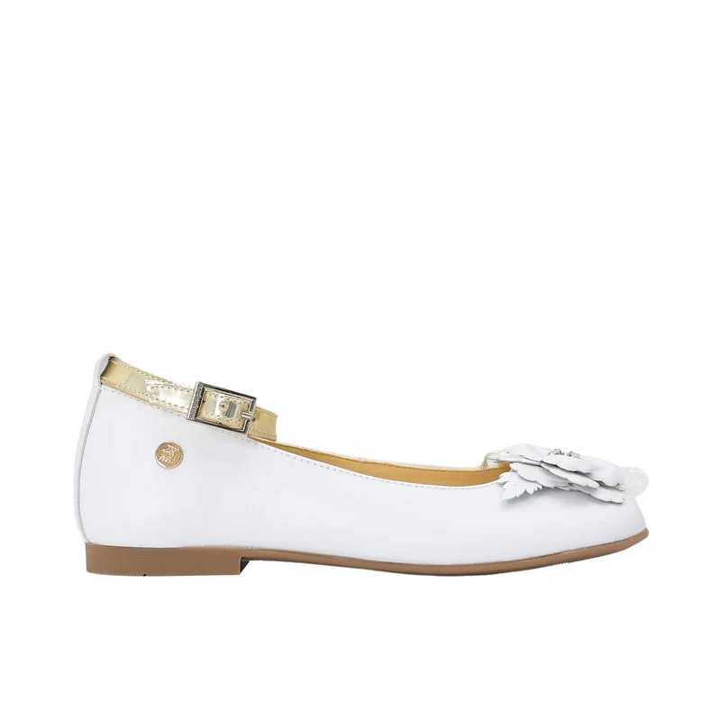 Andanines Kids Girls White Ballerina Shoes with Ankle Strap 38 / White