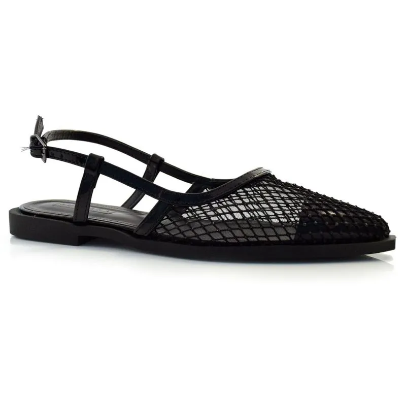 Sapatilha Slingback de Couro Suzzara Preto 679-634235 37
