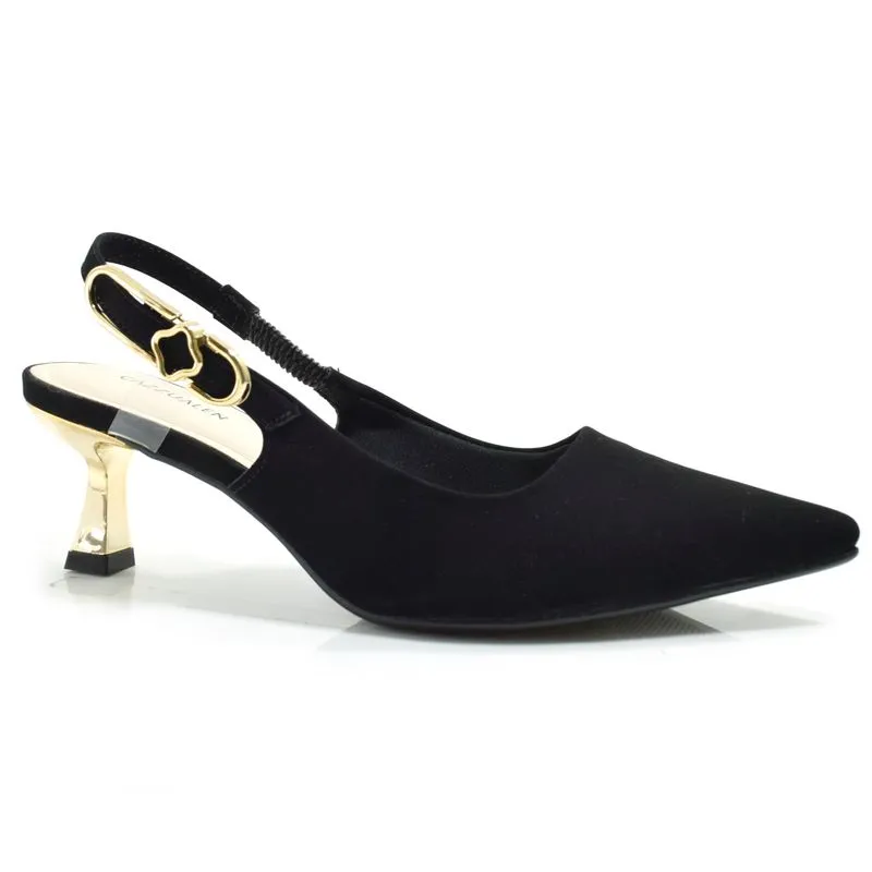 Scarpin Slingback Feminino Cazzualen Preto T3814-335 39