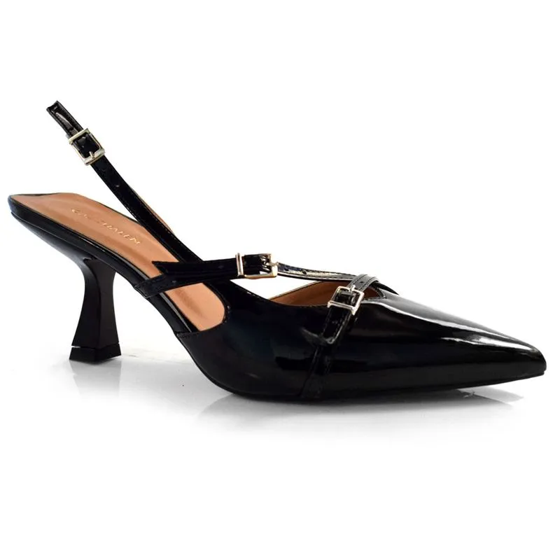 Scarpin Slingback Feminino Cazzualen Preto 934-8695 37