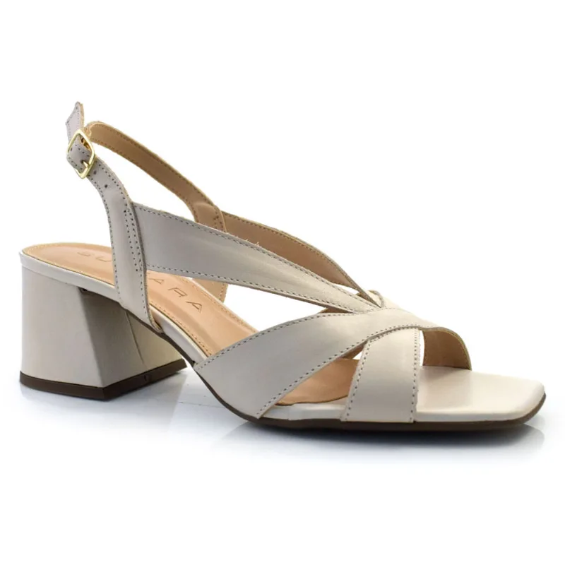 Sandália de Couro e Salto Bloco Suzzara Off White 46948 36