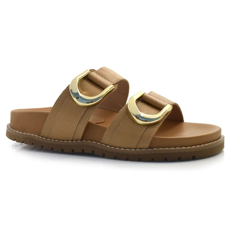 Sandália Flat de Couro Feminina Suzzara Marrom 1023-1659 34