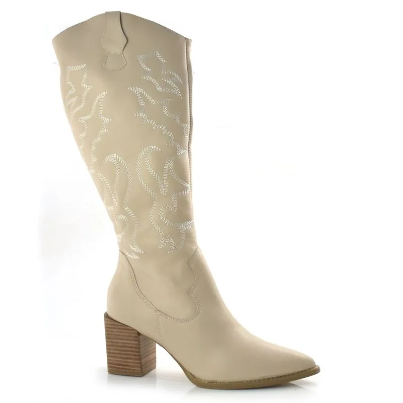 Bota de Cano Alto de Couro Suzzara Off White 2203.71154 35