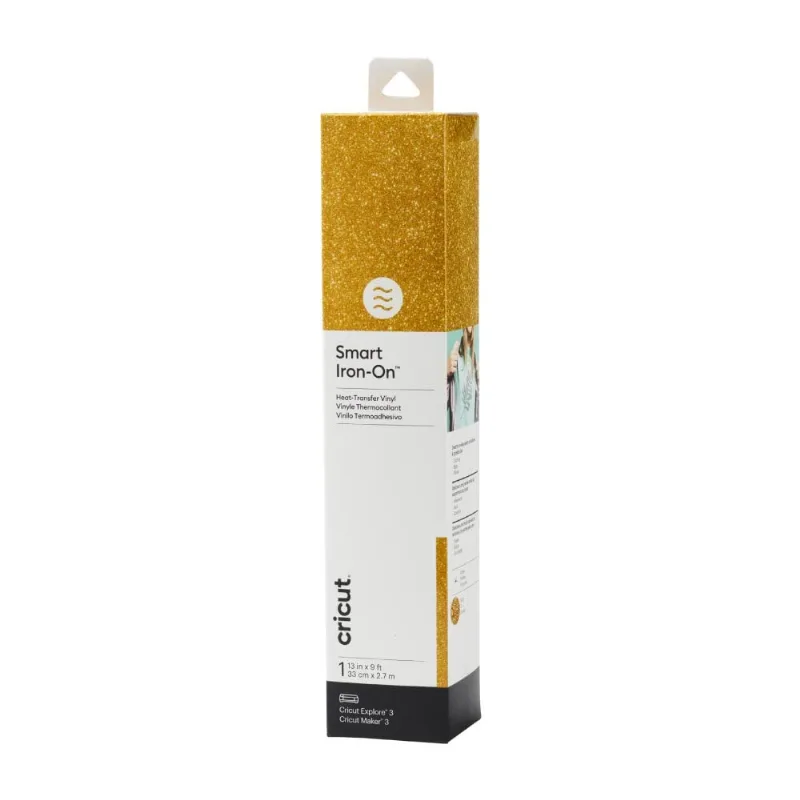 Ferro Sobre Vinil Cricut Smart Glitter Gold 13 Polegadas X 9 Pés