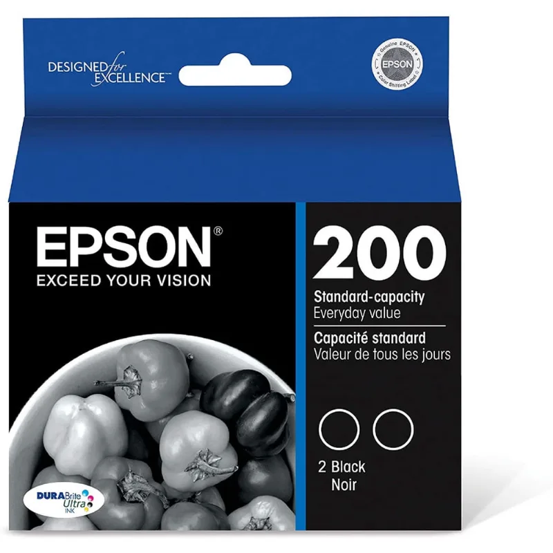 Epson T200 DURABrite Ultra-Ink Standard Capacity Black Dual-Cartridge Pack (T200120-D2) para impressoras Epson Expression e WorkForce selecionadas