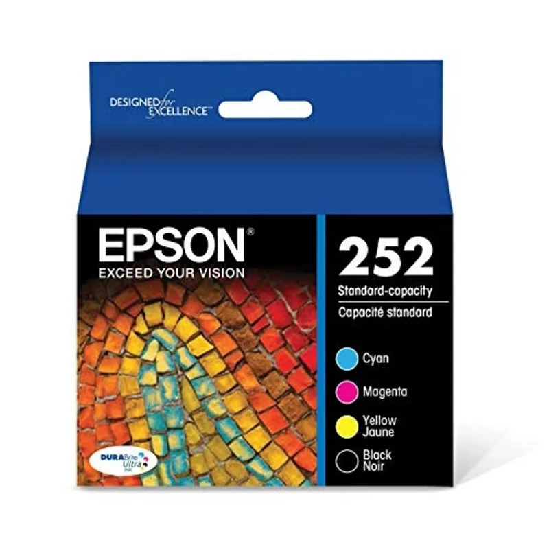 Epson T252 DURABrite Ultra Ink Standard Capacity Preto & Color Cartridge Combo Pack (T252120-BCS) para impressoras Epson WorkForce seleccionadas