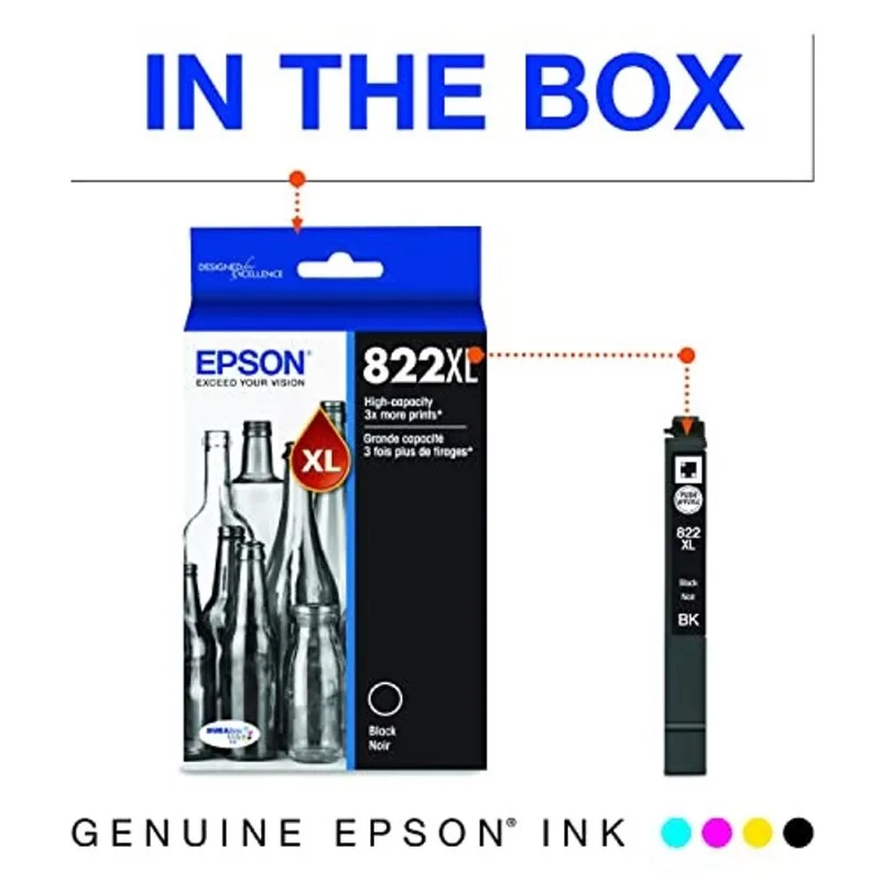 Epson T822 DURABrite Ultra Ink Cartucho Preto de Alta Capacidade (T822XL120-S) para Impressoras Epson WorkForce Pro seleccionadas