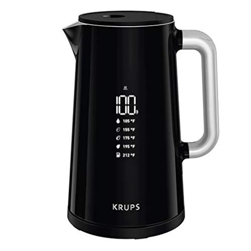 Krups BW801852 Smart Temp Digital Kettle: Prepare chá e café. Interior Inoxidável Completo e Segurança Off, 1,7 Litro, Preto