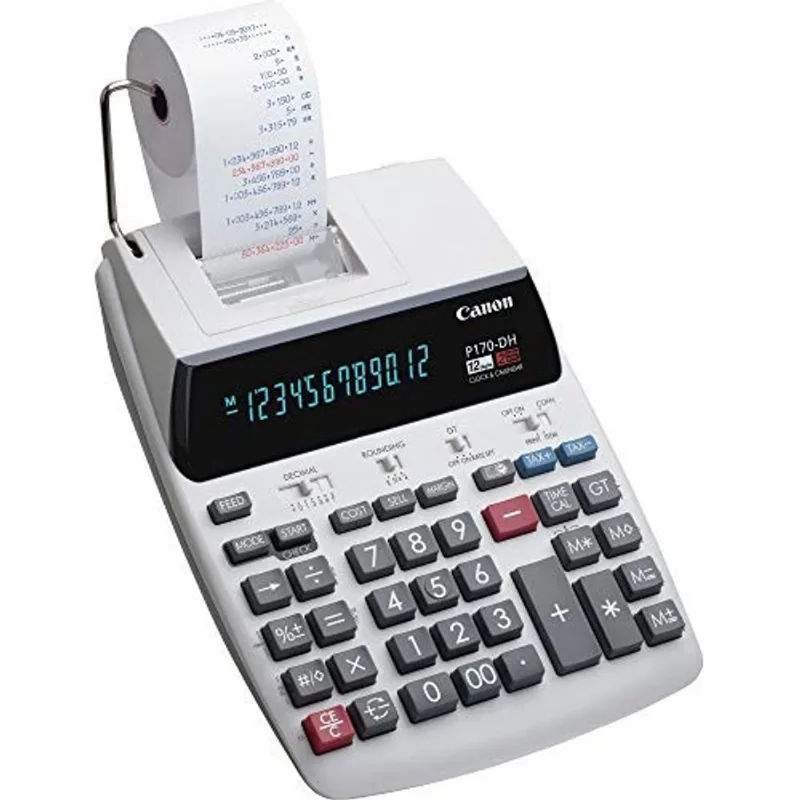 Canon P170DH3 Calculadora de impressão de desktop de 12 dígitos, branco