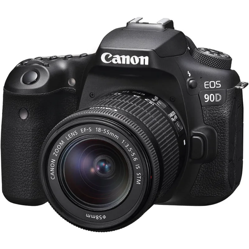Câmera DSLR Canon EOS 90D com Lente 18-55mm f/3.5-5.6 IS STM