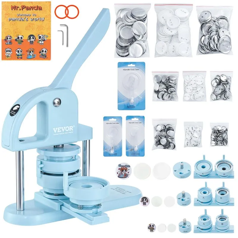 Máquina De Botões Vevor 3 Em 1 Pin Maker 25/32/58 Mm Com 300 Peças