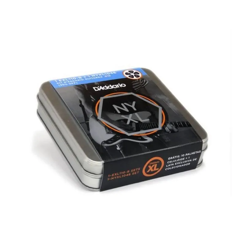 Kit Encordoamento Daddario 010 Exl110 + Nyxl1046 + Palhetas