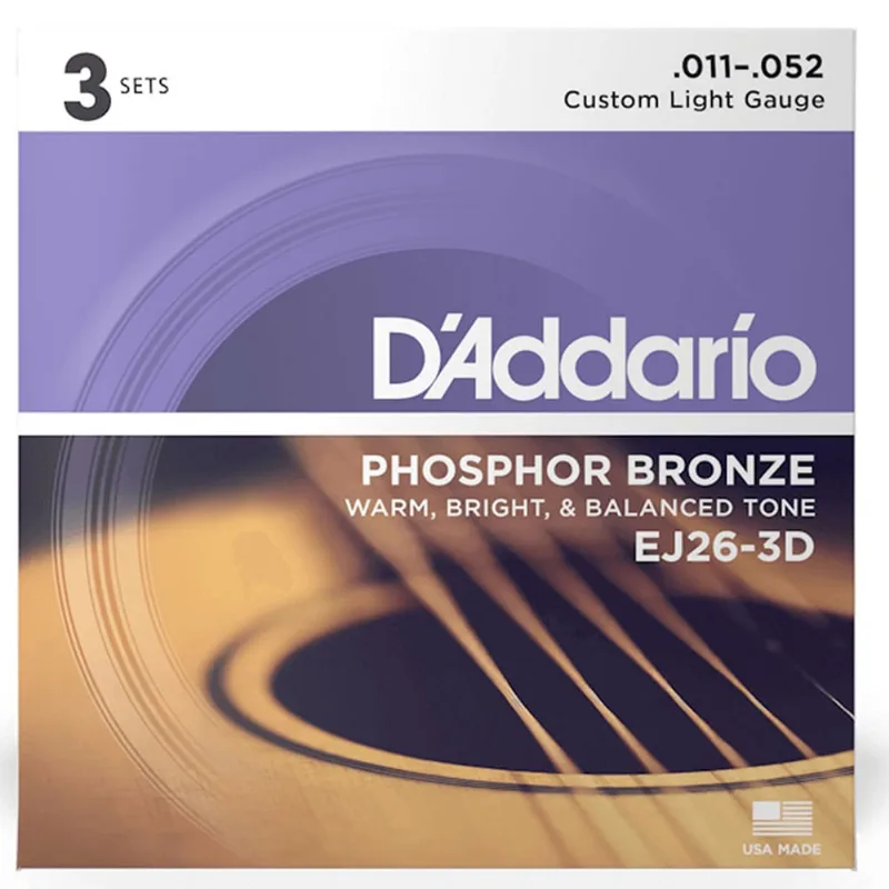 Encordoamento para Violão Aço EJ26-3D D'Addario (3 Jogos)