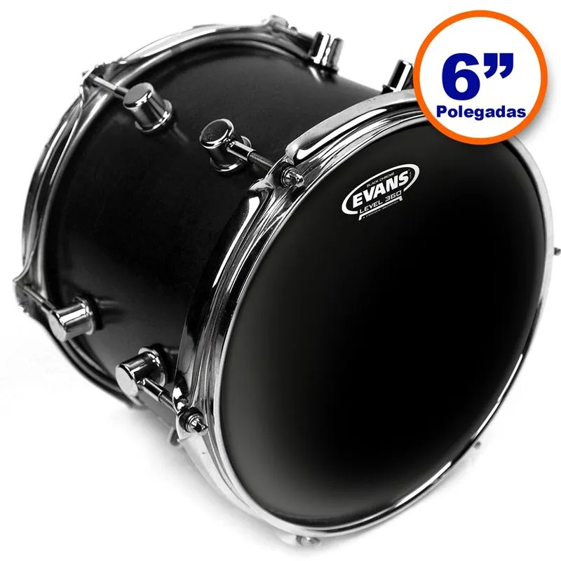 Pele Tom Caixa 6'' Evans Black Chrome Preta Duplo Filme Hidráulica TT06CHR