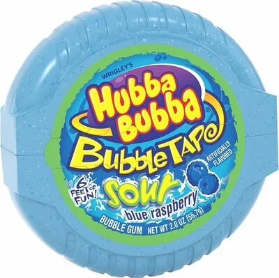 Hubba bubba sour blue raspberry bubble gum tape