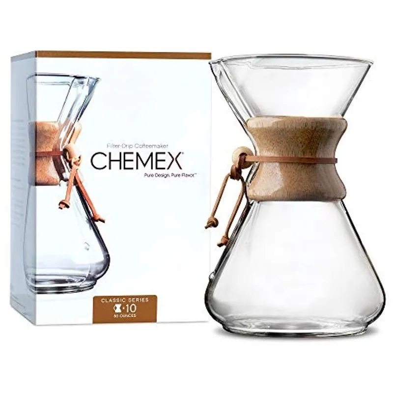 Cafeteira Chemex Clássica, Vidro para Filtro 10 xícaras - Embalagem Exclusiva