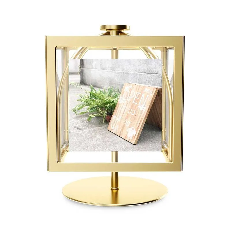 Porta Retrato Rocker Cor Dourado Em Metal Umbra