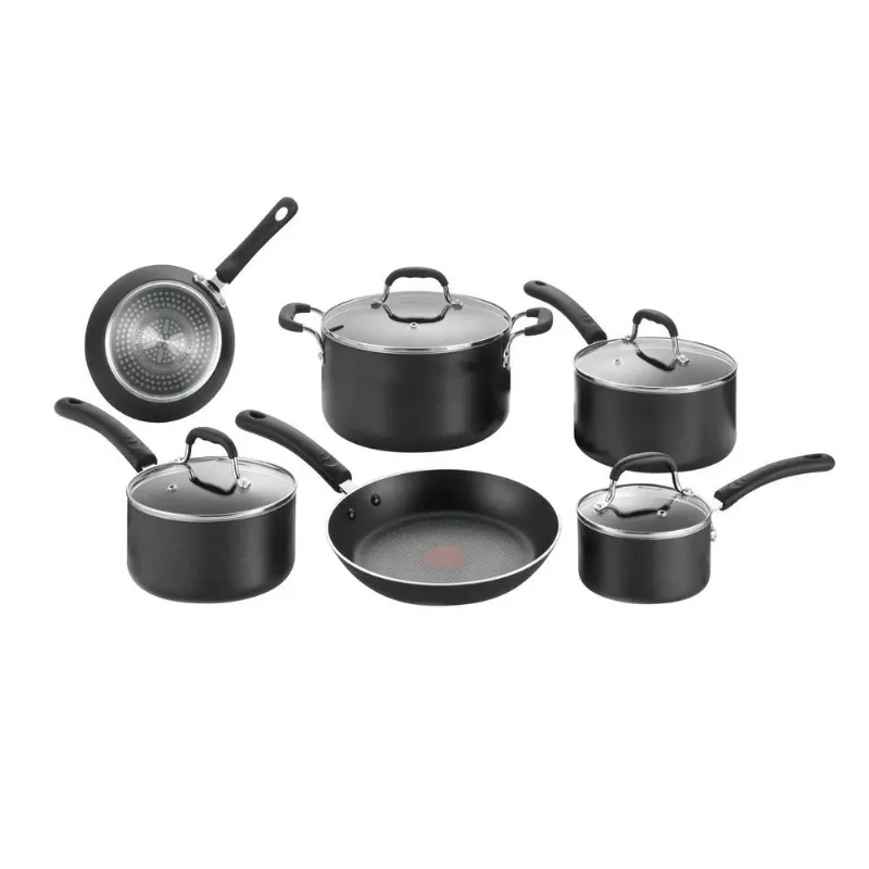 Conjunto de Panelas Tefal Professional 6 Peças Preto com Revestimento Titanium e Thermo-Sinal CONJ PANELA T-FAL 6PC PROF. PTO E938SA