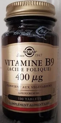 Vitamine B9 (acide Folique) 400µG - 100 Tablettes - Solgar
