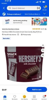Hershey's milk chocolate snack size candy