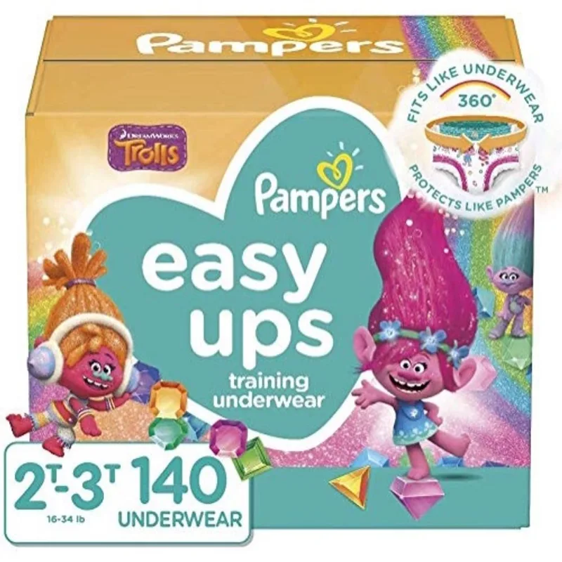 Pampers Easy Ups Training Pants Girls and Boys, 2T-3T (Tamanho 4), 140 Count, Embalagem & Prints Podem Variar