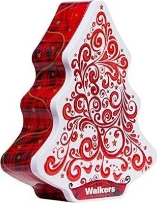 Walkers Shortbread Red and White Christmas Tree Tin,225 G