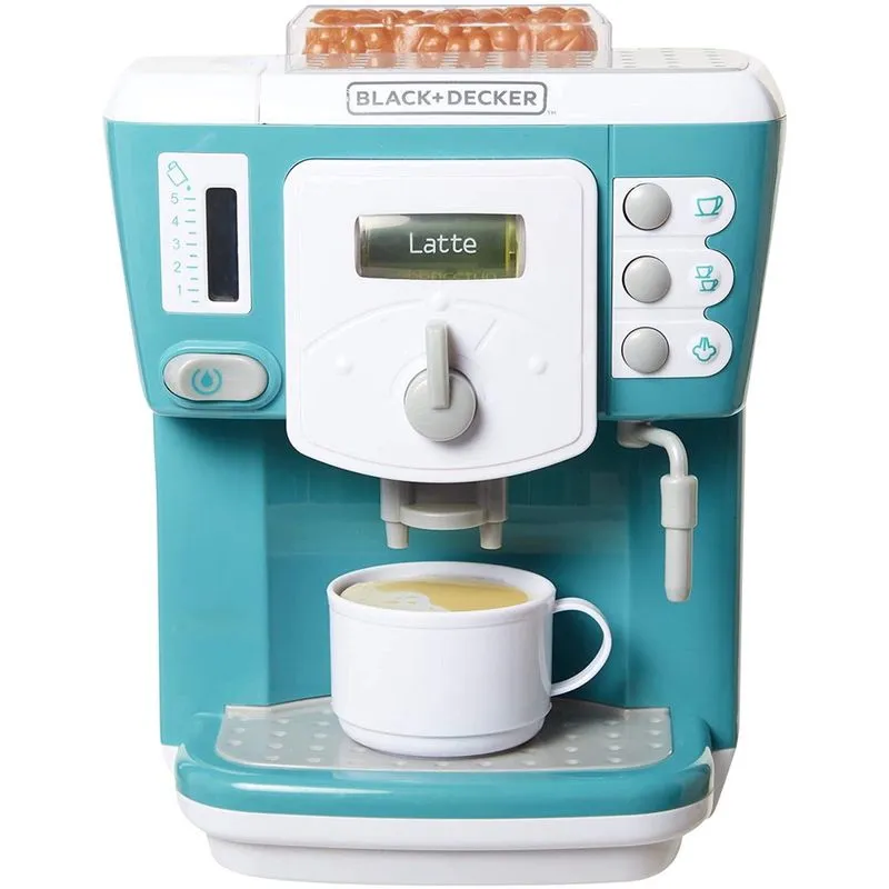 Black + decker Junior Cafeteira Role Play Pretend Kitchen Appliance for Kids with Realistic Action, Light and Sound - Plus Toy Coffee Mug for Imaginary Brewing Fun