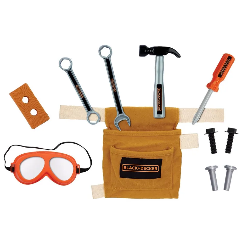 Conjunto de cinto de ferramentas black + decker Jr com 11 ferramentas e acessórios