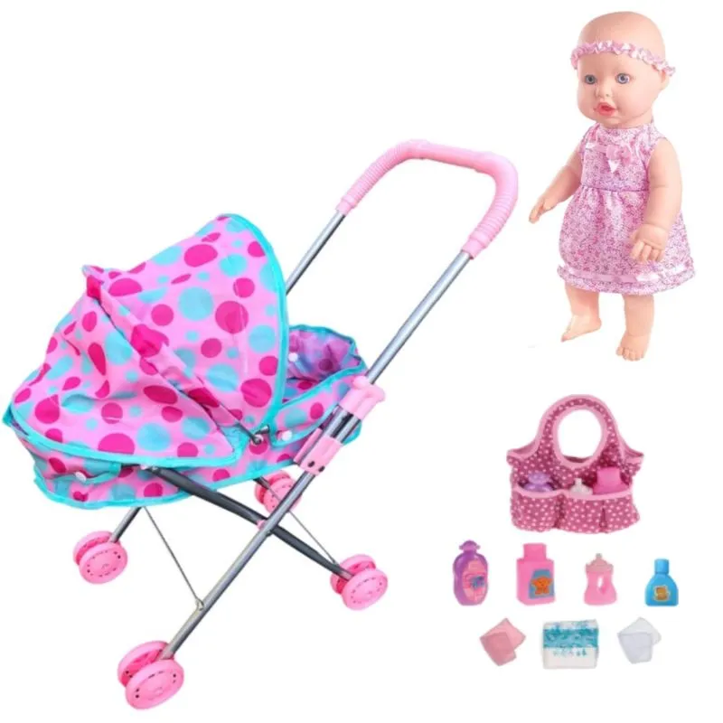 Kit Boneca Sapekinha Bebê Carrinho Berço e Bolsa Maternidade