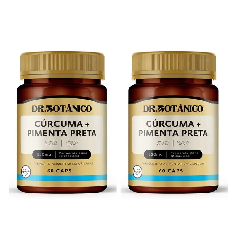 Kit 2 un - curcumina + piperina 520MG 60 caps dr botanico