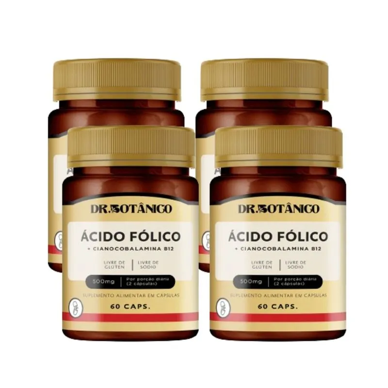 Kit 4 un acido folico vitamina B12 500MG dr botanico