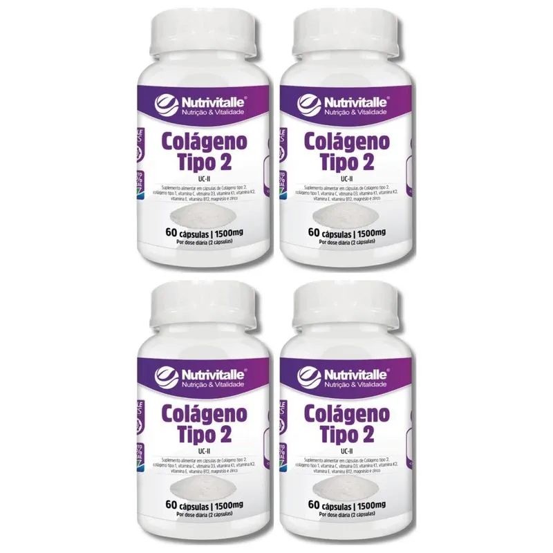 Kit 4 Un - Colageno Tipo 2 1500mg 60 Capsulas Nutrivitalle