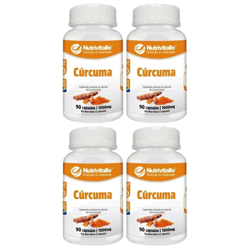 Kit 4 un - curcuma 1000MG 90 capsulas nutrivitalle