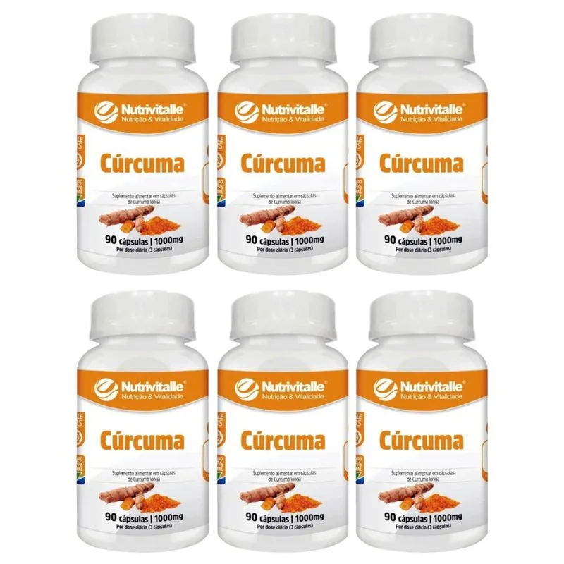 Kit 6 un - curcuma 1000MG 90 capsulas nutrivitalle