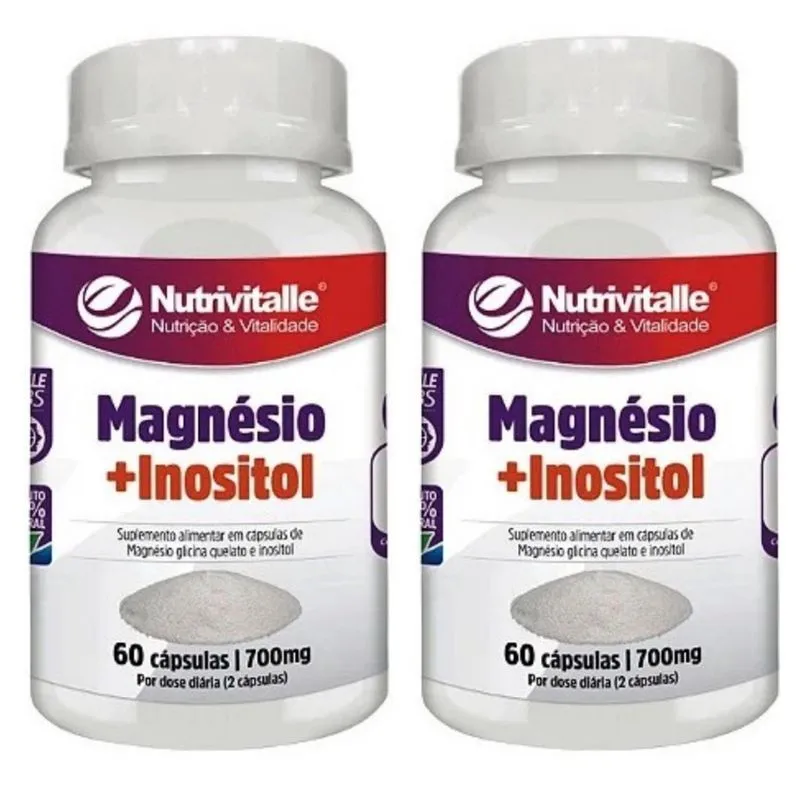 Kit 2 un - magnesio inositol 700MG 60 capsulas nutrivitalle