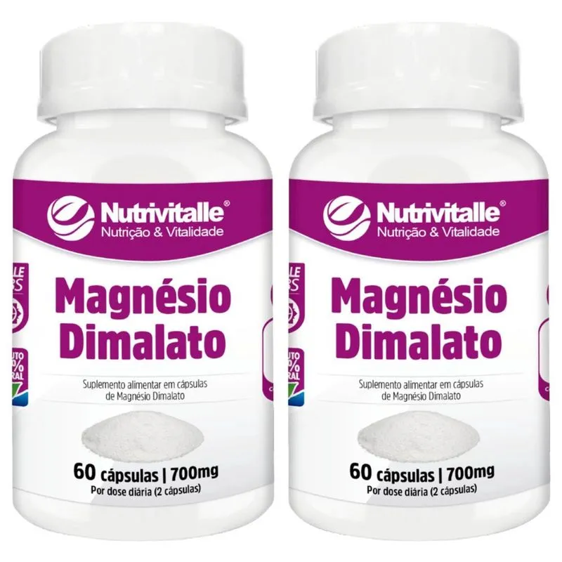 Kit 2 Un - Magnesio Dimalato 700Mg 60 Capsulas Nutrivitalle
