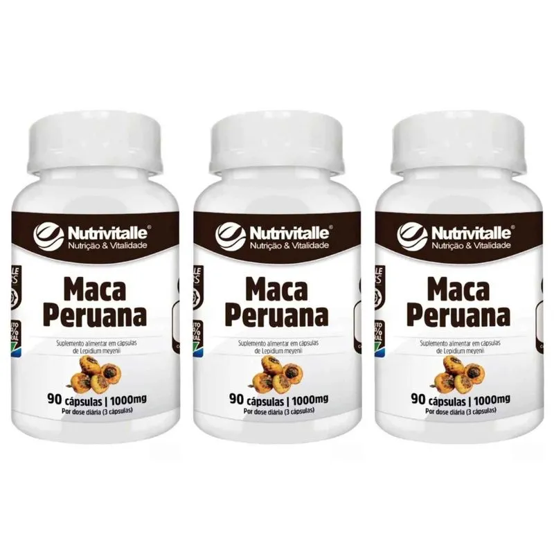 Kit 3 un - maca peruana 1000MG 90 capsulas nutrivitalle