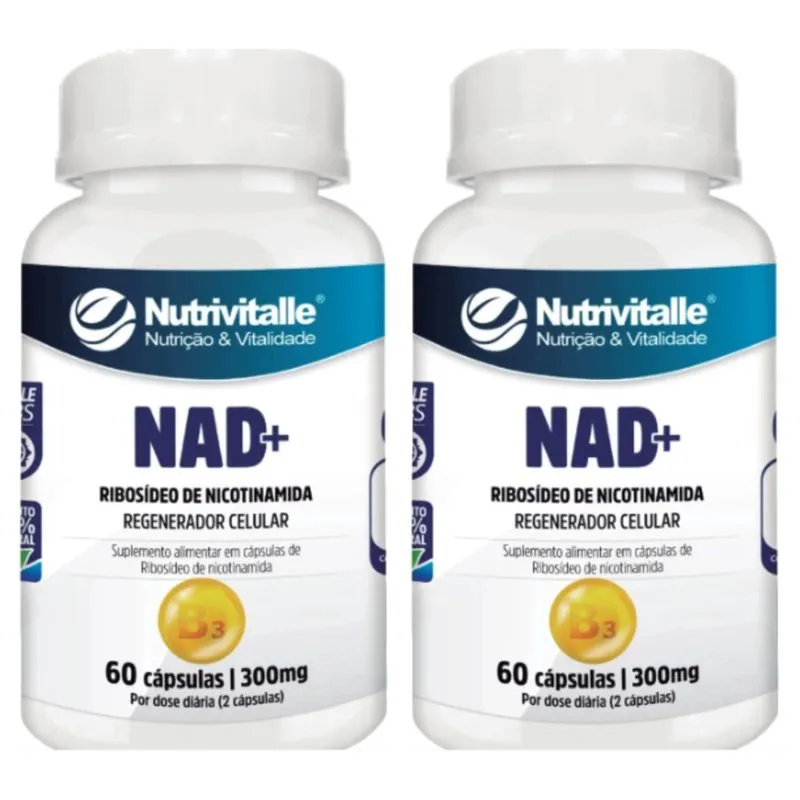 Kit 2 un - nad + ribosideo 300MG 60 capsulas - nutrivitalle