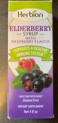 Herbion naturals elderberry syrup with raspberry flavor