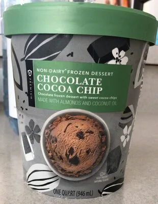 Chocolate non-dairy frozen dessert with sweet cocoa chips
