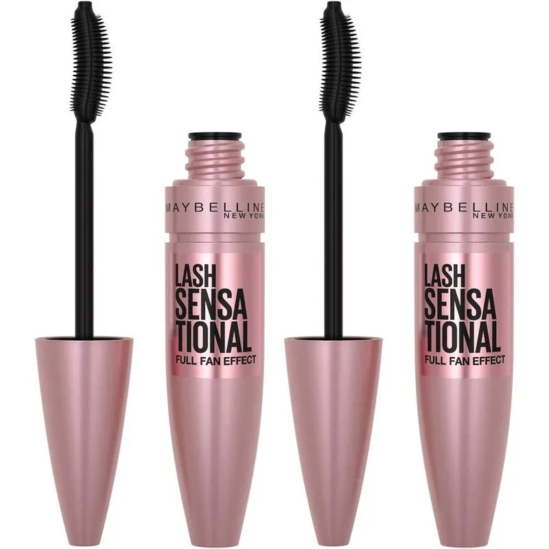 Rímel Maybelline Lash Sensational Lavável Blackest Black 2x