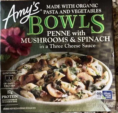 Bowls Penne with Mushrooms & Spinach