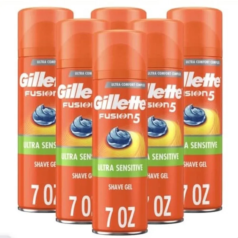 Gillette Fusion5 Ultra Sensitive Shave Gel, 7oz (Pacote de 6)