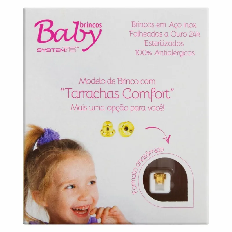 Brinco Baby 75 Bolinhas Dourado