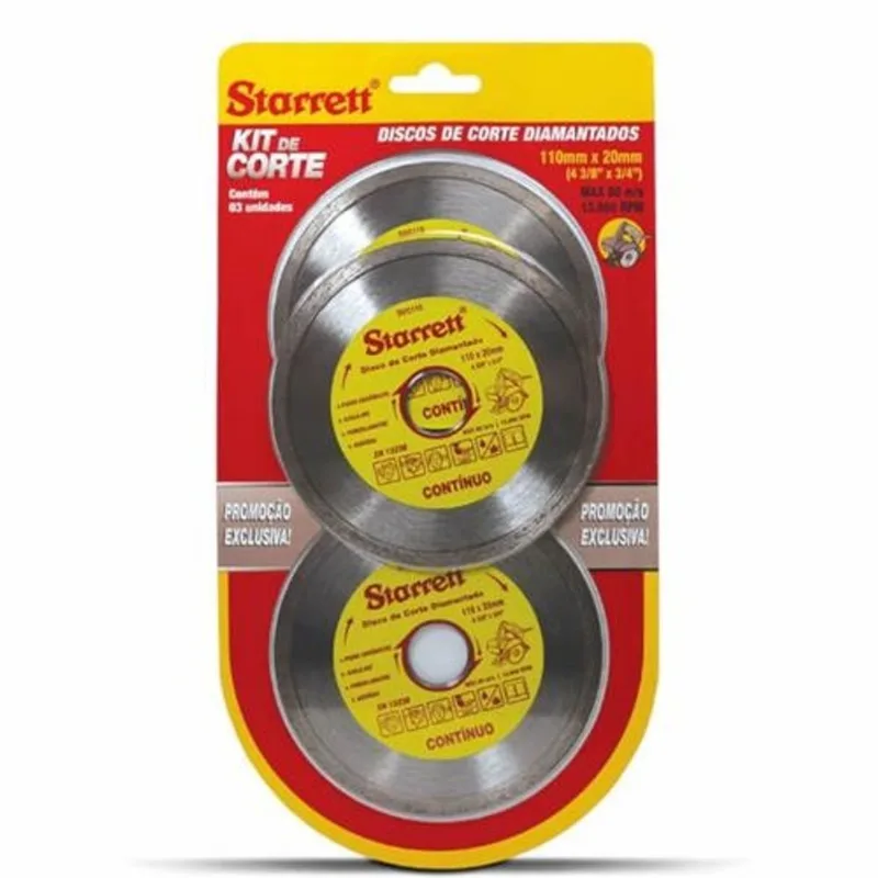 Kit de Discos de Corte Diamantado Contínuo com 3 Peças - KDDC110-3 - starrett